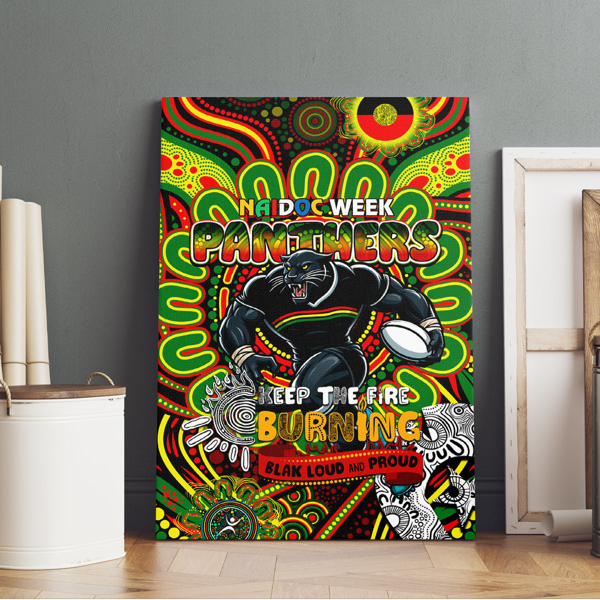 NAIDOC Week 2024 Panthers Canvas Wall Art Mascot Rugby
