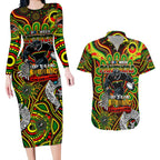 Custom NAIDOC Week 2024 Panthers Couples Matching Long Sleeve Bodycon Dress and Hawaiian Shirt Mascot Rugby