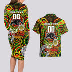 Custom NAIDOC Week 2024 Panthers Couples Matching Long Sleeve Bodycon Dress and Hawaiian Shirt Mascot Rugby