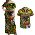 Custom NAIDOC Week 2024 Panthers Couples Matching Off Shoulder Maxi Dress and Hawaiian Shirt Mascot Rugby
