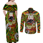 Custom NAIDOC Week 2024 Panthers Couples Matching Off Shoulder Maxi Dress and Long Sleeve Button Shirt Mascot Rugby