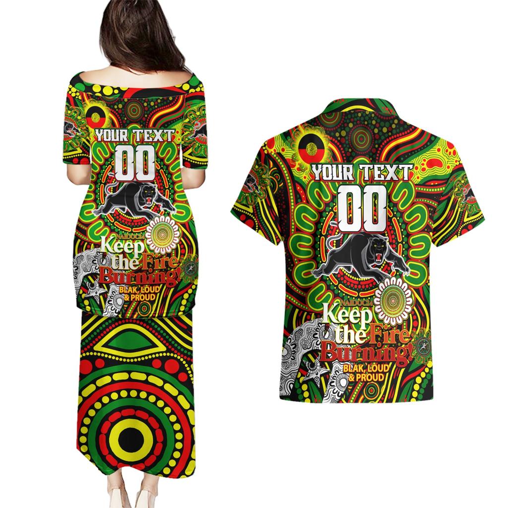Custom NAIDOC Week 2024 Panthers Couples Matching Puletasi and Hawaiian Shirt Mascot Rugby