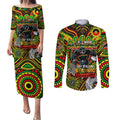 Custom NAIDOC Week 2024 Panthers Couples Matching Puletasi and Long Sleeve Button Shirt Mascot Rugby