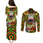 Custom NAIDOC Week 2024 Panthers Couples Matching Puletasi and Long Sleeve Button Shirt Mascot Rugby