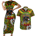 Custom NAIDOC Week 2024 Panthers Couples Matching Short Sleeve Bodycon Dress and Hawaiian Shirt Mascot Rugby