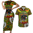 Custom NAIDOC Week 2024 Panthers Couples Matching Short Sleeve Bodycon Dress and Hawaiian Shirt Mascot Rugby