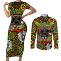 Custom NAIDOC Week 2024 Panthers Couples Matching Short Sleeve Bodycon Dress and Long Sleeve Button Shirt Mascot Rugby