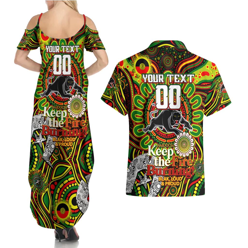 Custom NAIDOC Week 2024 Panthers Couples Matching Summer Maxi Dress and Hawaiian Shirt Mascot Rugby