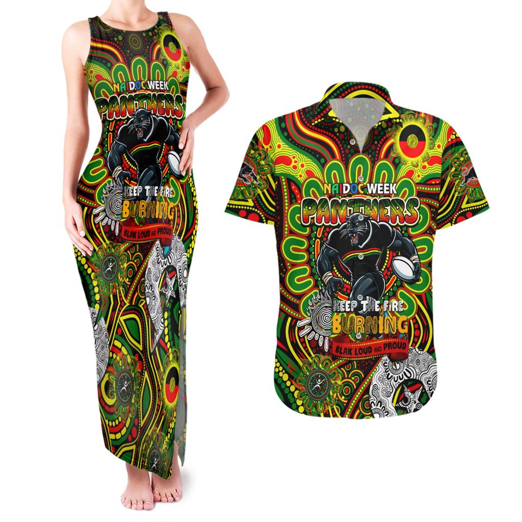 Custom NAIDOC Week 2024 Panthers Couples Matching Tank Maxi Dress and Hawaiian Shirt Mascot Rugby