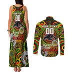 Custom NAIDOC Week 2024 Panthers Couples Matching Tank Maxi Dress and Long Sleeve Button Shirt Mascot Rugby