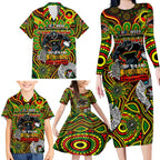 Custom NAIDOC Week 2024 Panthers Family Matching Long Sleeve Bodycon Dress and Hawaiian Shirt Mascot Rugby