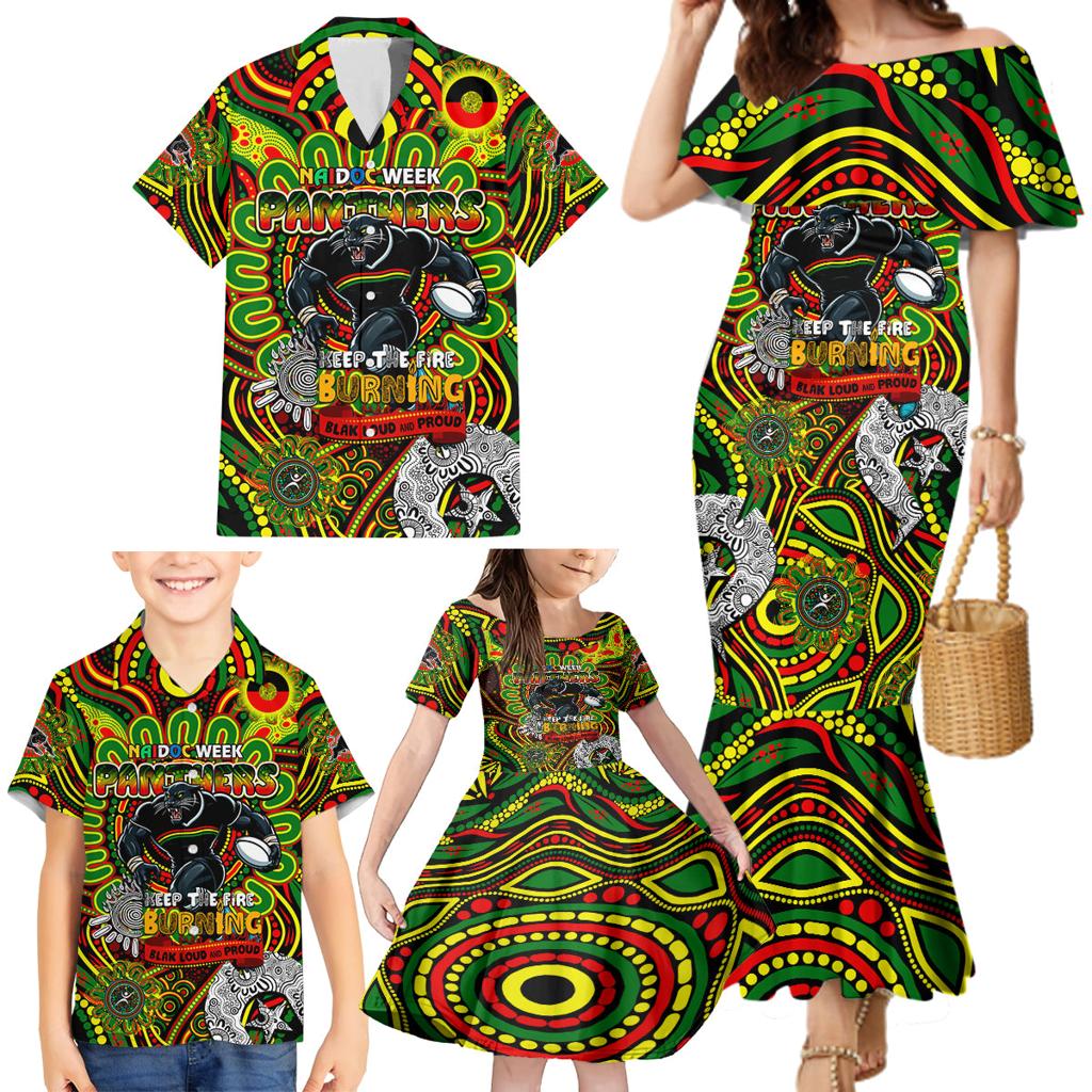 Custom NAIDOC Week 2024 Panthers Family Matching Mermaid Dress and Hawaiian Shirt Mascot Rugby