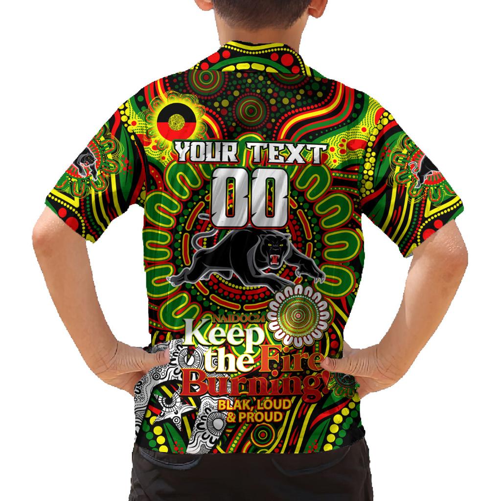 Custom NAIDOC Week 2024 Panthers Family Matching Off The Shoulder Long Sleeve Dress and Hawaiian Shirt Mascot Rugby