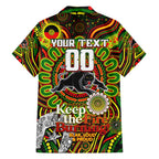 Custom NAIDOC Week 2024 Panthers Family Matching Off Shoulder Short Dress and Hawaiian Shirt Mascot Rugby