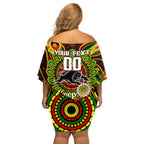 Custom NAIDOC Week 2024 Panthers Family Matching Off Shoulder Short Dress and Hawaiian Shirt Mascot Rugby