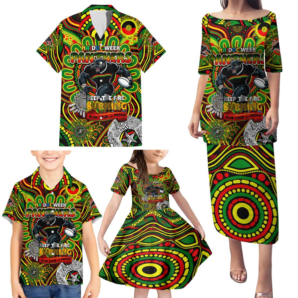 Custom NAIDOC Week 2024 Panthers Family Matching Puletasi and Hawaiian Shirt Mascot Rugby