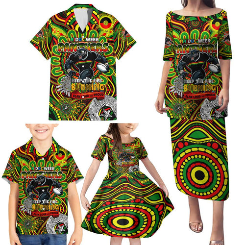 Custom NAIDOC Week 2024 Panthers Family Matching Puletasi and Hawaiian Shirt Mascot Rugby