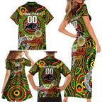 Custom NAIDOC Week 2024 Panthers Family Matching Short Sleeve Bodycon Dress and Hawaiian Shirt Mascot Rugby