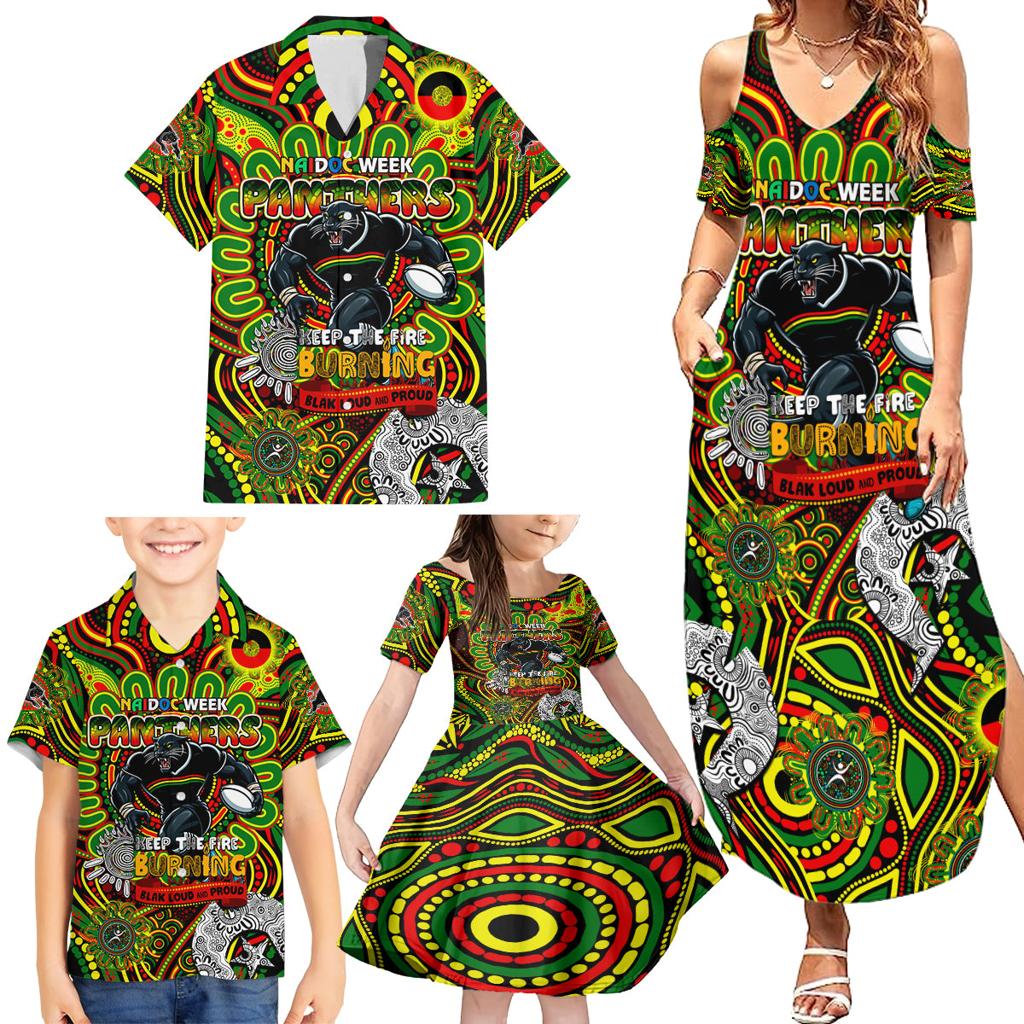 Custom NAIDOC Week 2024 Panthers Family Matching Summer Maxi Dress and Hawaiian Shirt Mascot Rugby