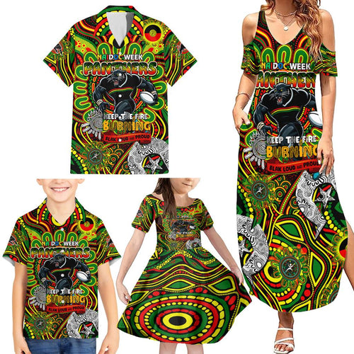 Custom NAIDOC Week 2024 Panthers Family Matching Summer Maxi Dress and Hawaiian Shirt Mascot Rugby