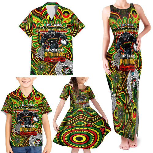 Custom NAIDOC Week 2024 Panthers Family Matching Tank Maxi Dress and Hawaiian Shirt Mascot Rugby