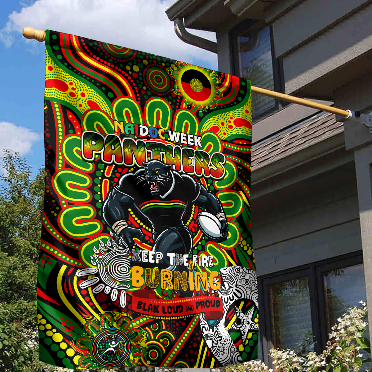 NAIDOC Week 2024 Panthers Garden Flag Mascot Rugby