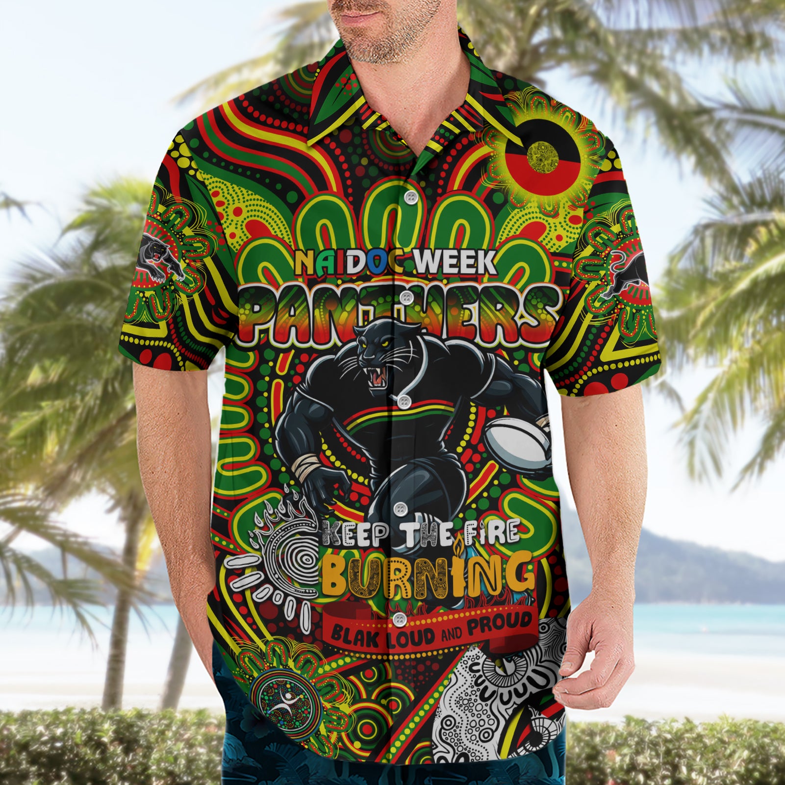 Custom NAIDOC Week 2024 Panthers Hawaiian Shirt Mascot Rugby