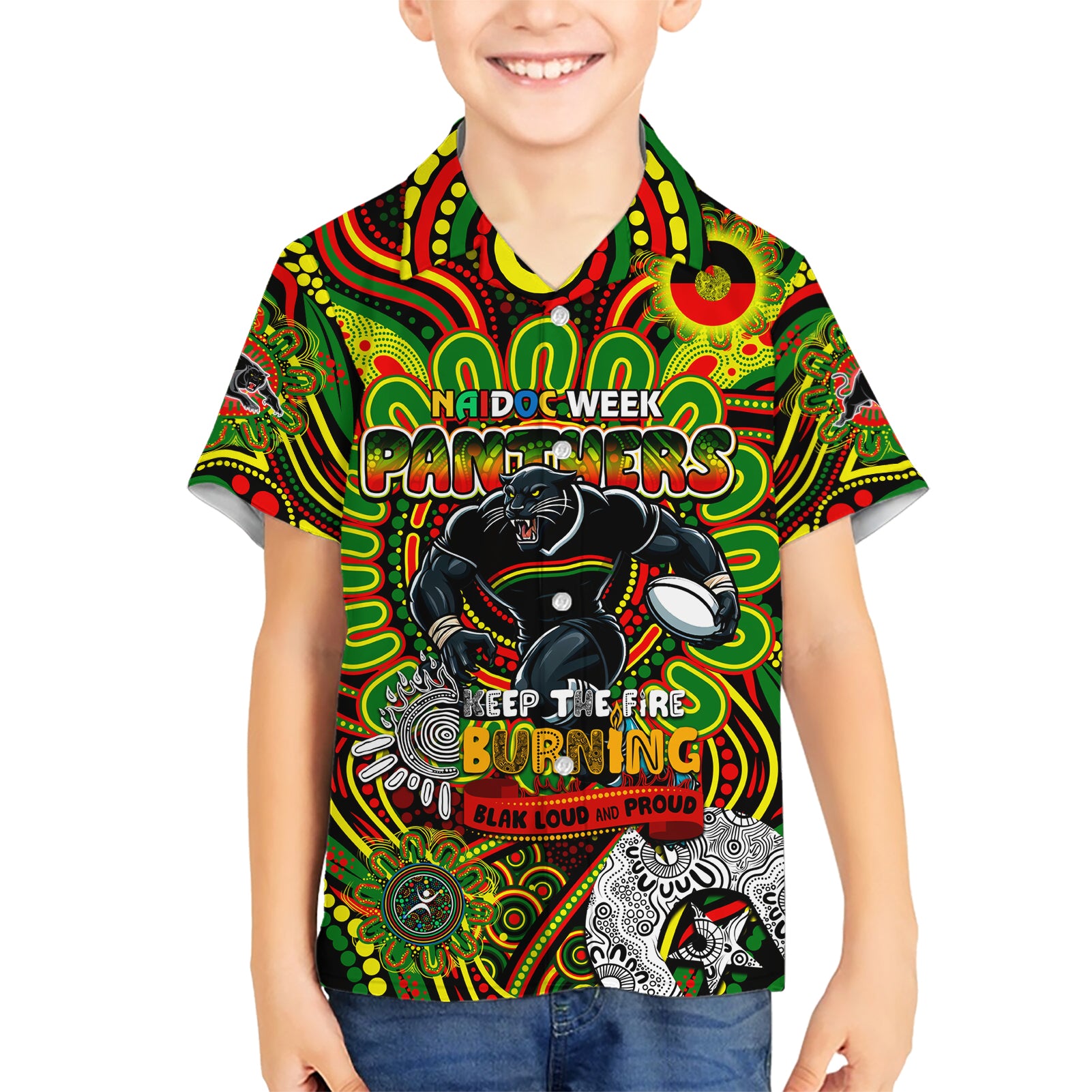 Custom NAIDOC Week 2024 Panthers Hawaiian Shirt Mascot Rugby