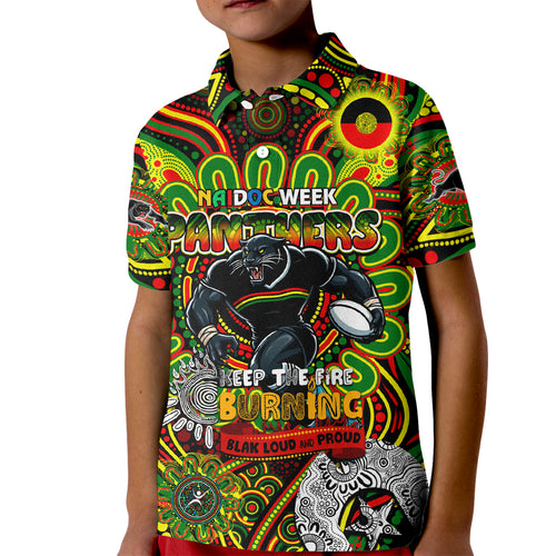 Custom NAIDOC Week 2024 Panthers Kid Polo Shirt Mascot Rugby