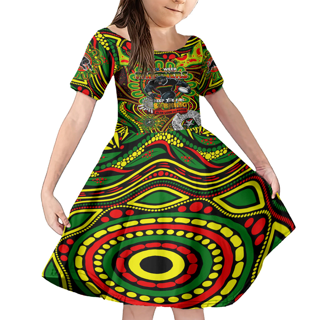 Custom NAIDOC Week 2024 Panthers Kid Short Sleeve Dress Mascot Rugby