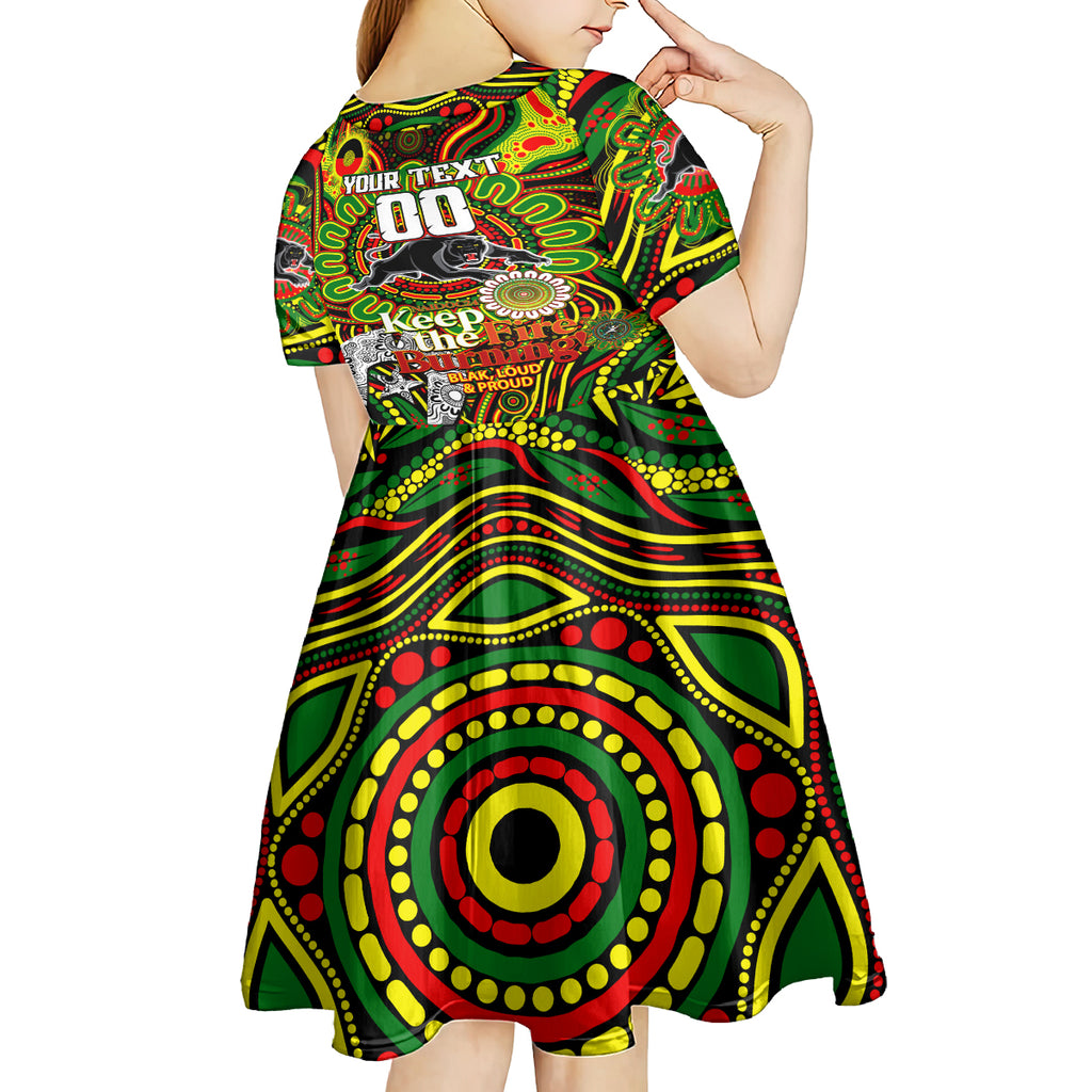 Custom NAIDOC Week 2024 Panthers Kid Short Sleeve Dress Mascot Rugby