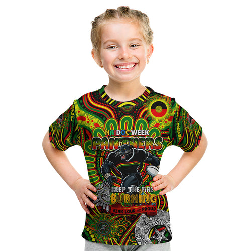 Custom NAIDOC Week 2024 Panthers Kid T Shirt Mascot Rugby
