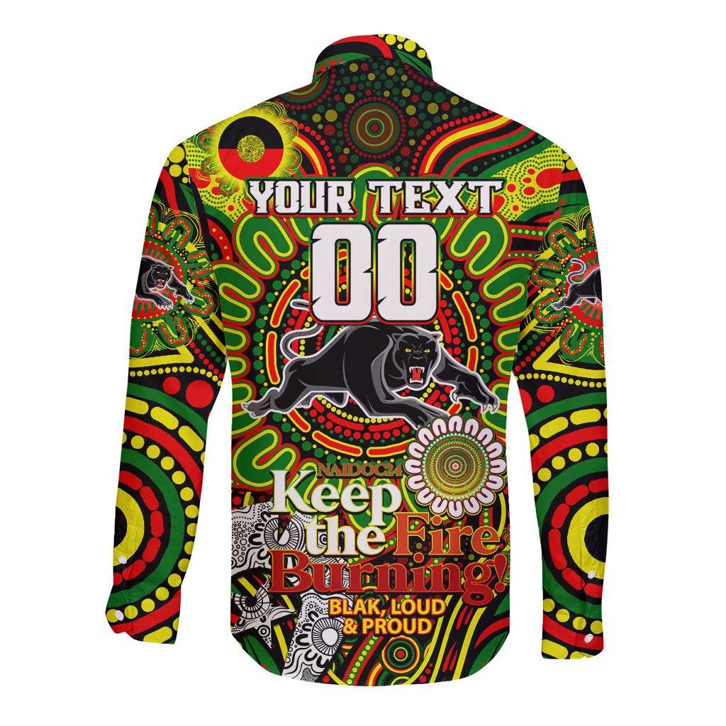 Custom NAIDOC Week 2024 Panthers Long Sleeve Button Shirt Mascot Rugby