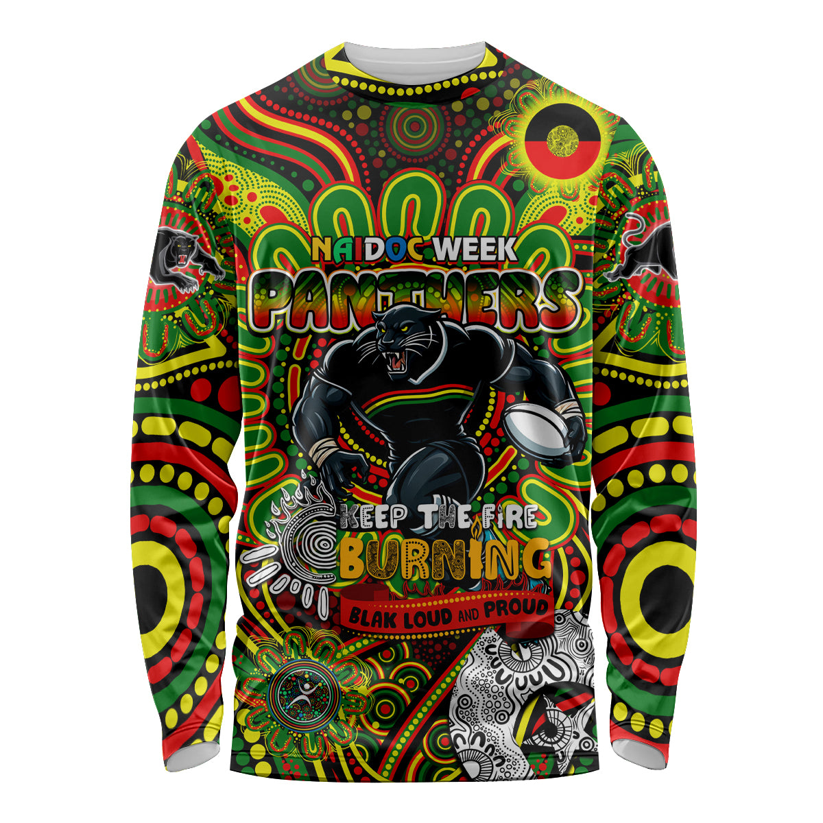 Custom NAIDOC Week 2024 Panthers Long Sleeve Shirt Mascot Rugby