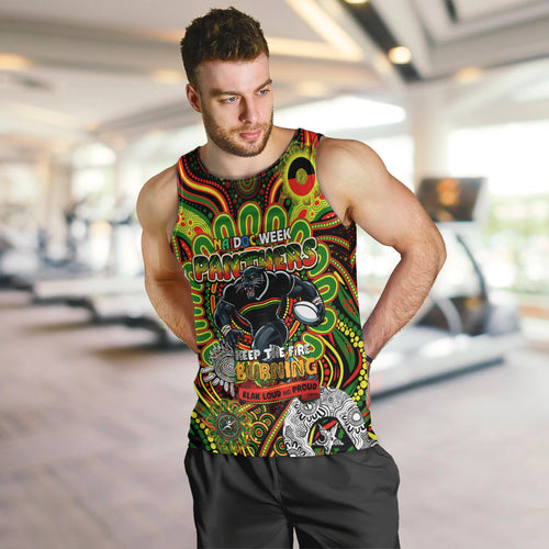 Custom NAIDOC Week 2024 Panthers Men Tank Top Mascot Rugby