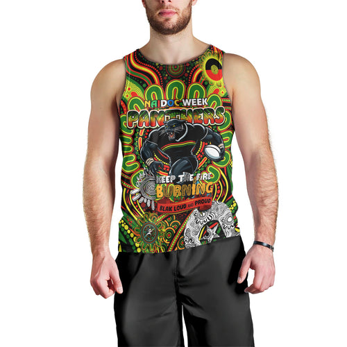 Custom NAIDOC Week 2024 Panthers Men Tank Top Mascot Rugby