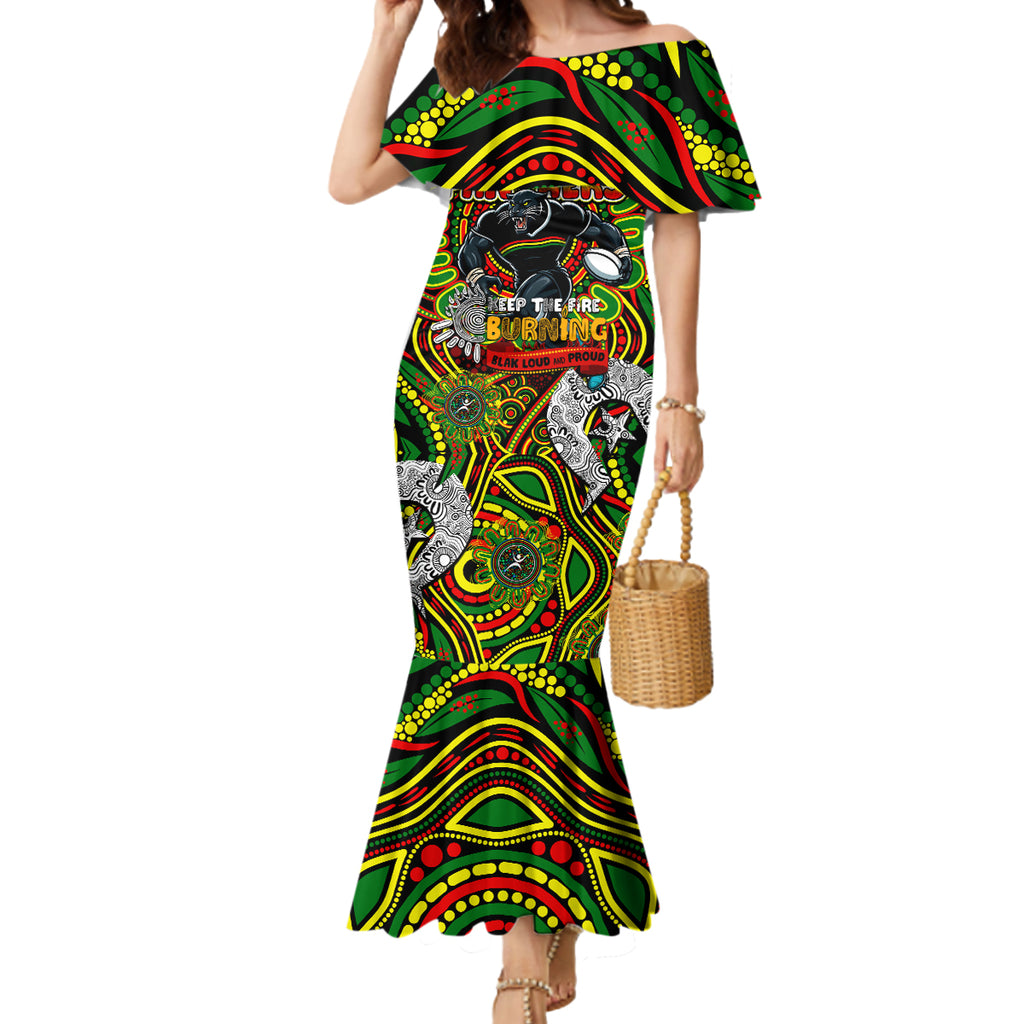 Custom NAIDOC Week 2024 Panthers Mermaid Dress Mascot Rugby