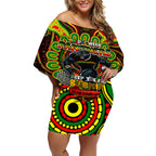 Custom NAIDOC Week 2024 Panthers Off Shoulder Short Dress Mascot Rugby