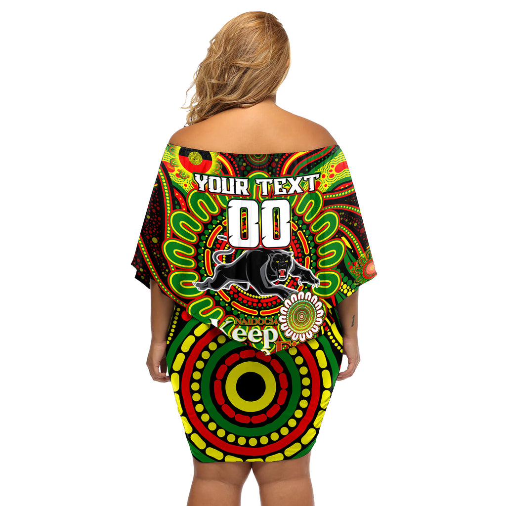 Custom NAIDOC Week 2024 Panthers Off Shoulder Short Dress Mascot Rugby