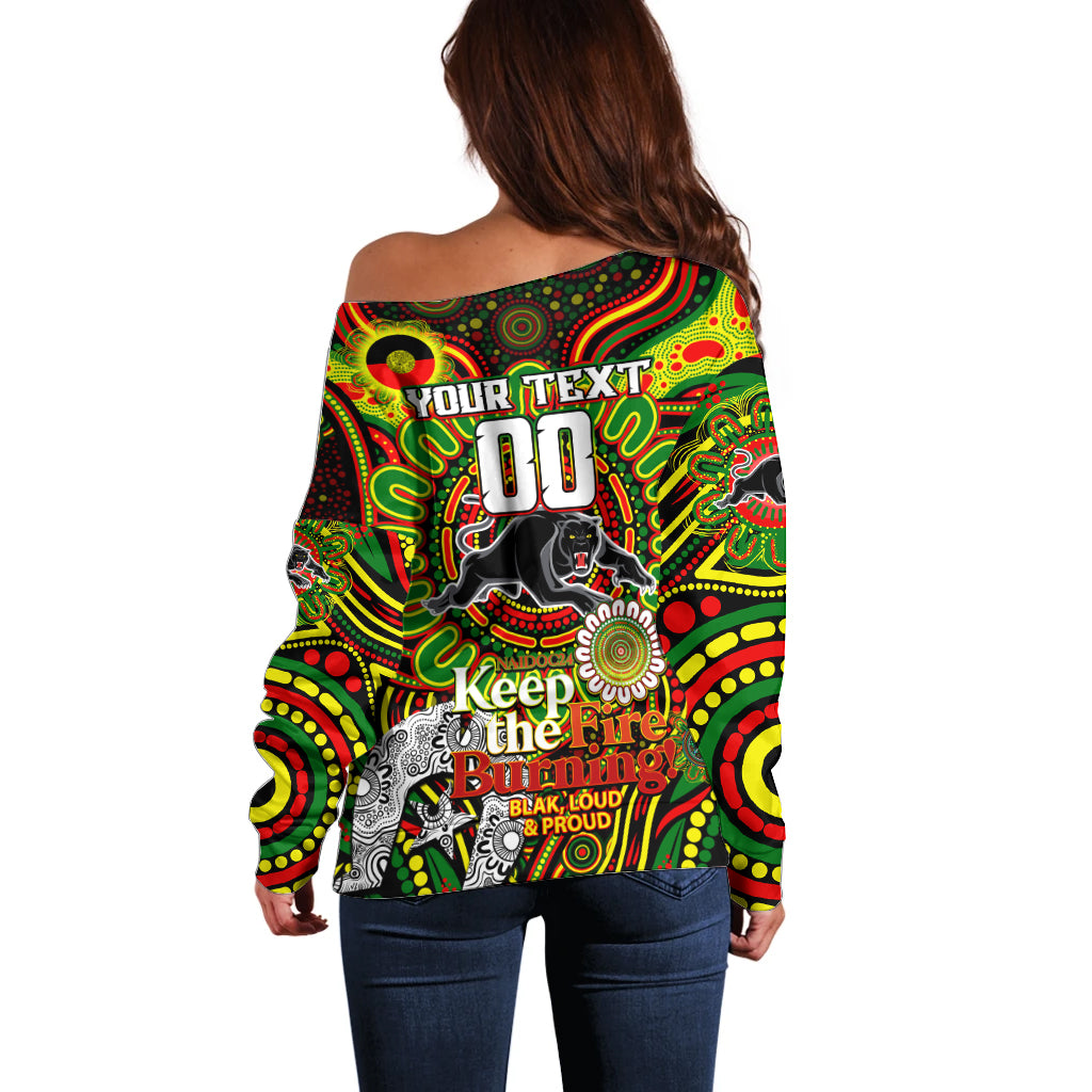 Custom NAIDOC Week 2024 Panthers Off Shoulder Sweater Mascot Rugby