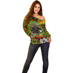Custom NAIDOC Week 2024 Panthers Off Shoulder Sweater Mascot Rugby
