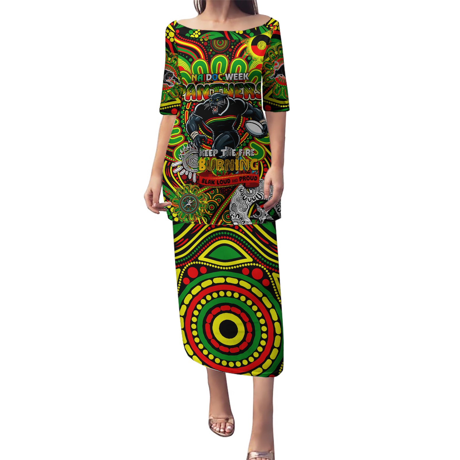 Custom NAIDOC Week 2024 Panthers Puletasi Mascot Rugby