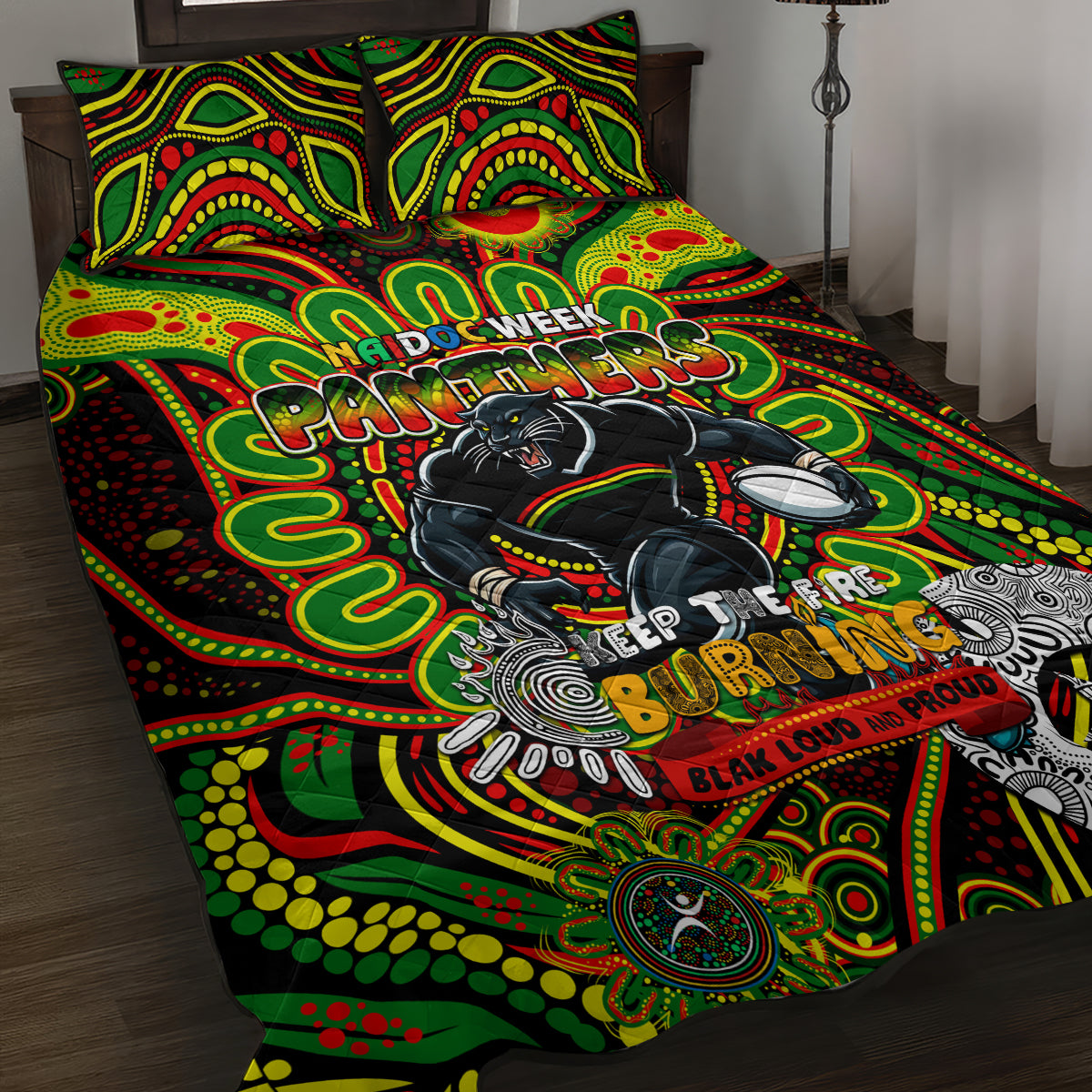 NAIDOC Week 2024 Panthers Quilt Bed Set Mascot Rugby