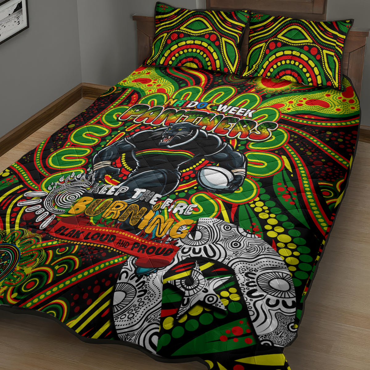 NAIDOC Week 2024 Panthers Quilt Bed Set Mascot Rugby