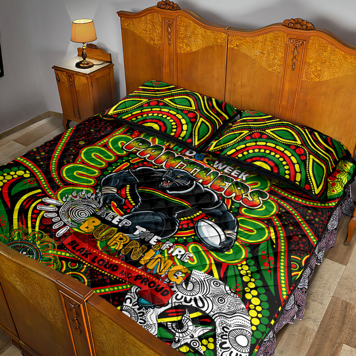 NAIDOC Week 2024 Panthers Quilt Bed Set Mascot Rugby