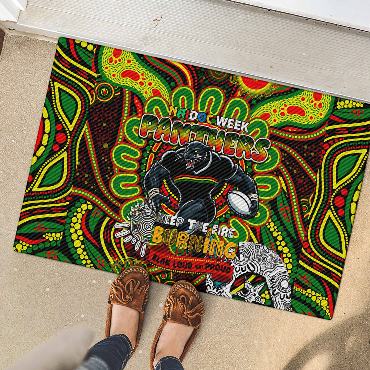 NAIDOC Week 2024 Panthers Rubber Doormat Mascot Rugby