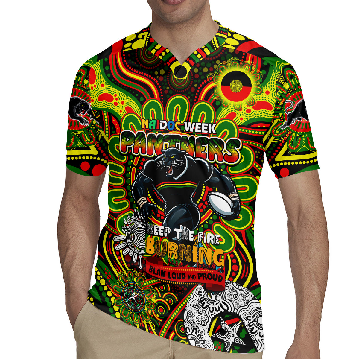 Custom NAIDOC Week 2024 Panthers Rugby Jersey Mascot Rugby
