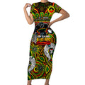Custom NAIDOC Week 2024 Panthers Short Sleeve Bodycon Dress Mascot Rugby