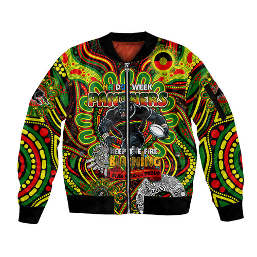 Custom NAIDOC Week 2024 Panthers Sleeve Zip Bomber Jacket Mascot Rugby