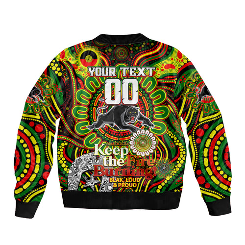 Custom NAIDOC Week 2024 Panthers Sleeve Zip Bomber Jacket Mascot Rugby